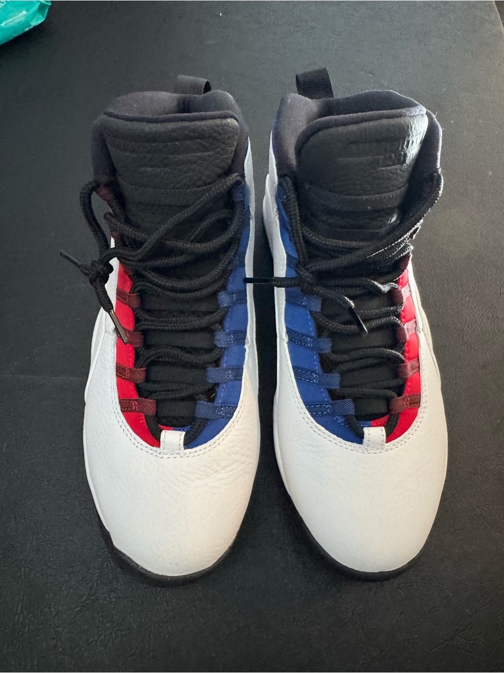 Jordan Men's High-Top Sneakers - White with Red & Blue Accents
